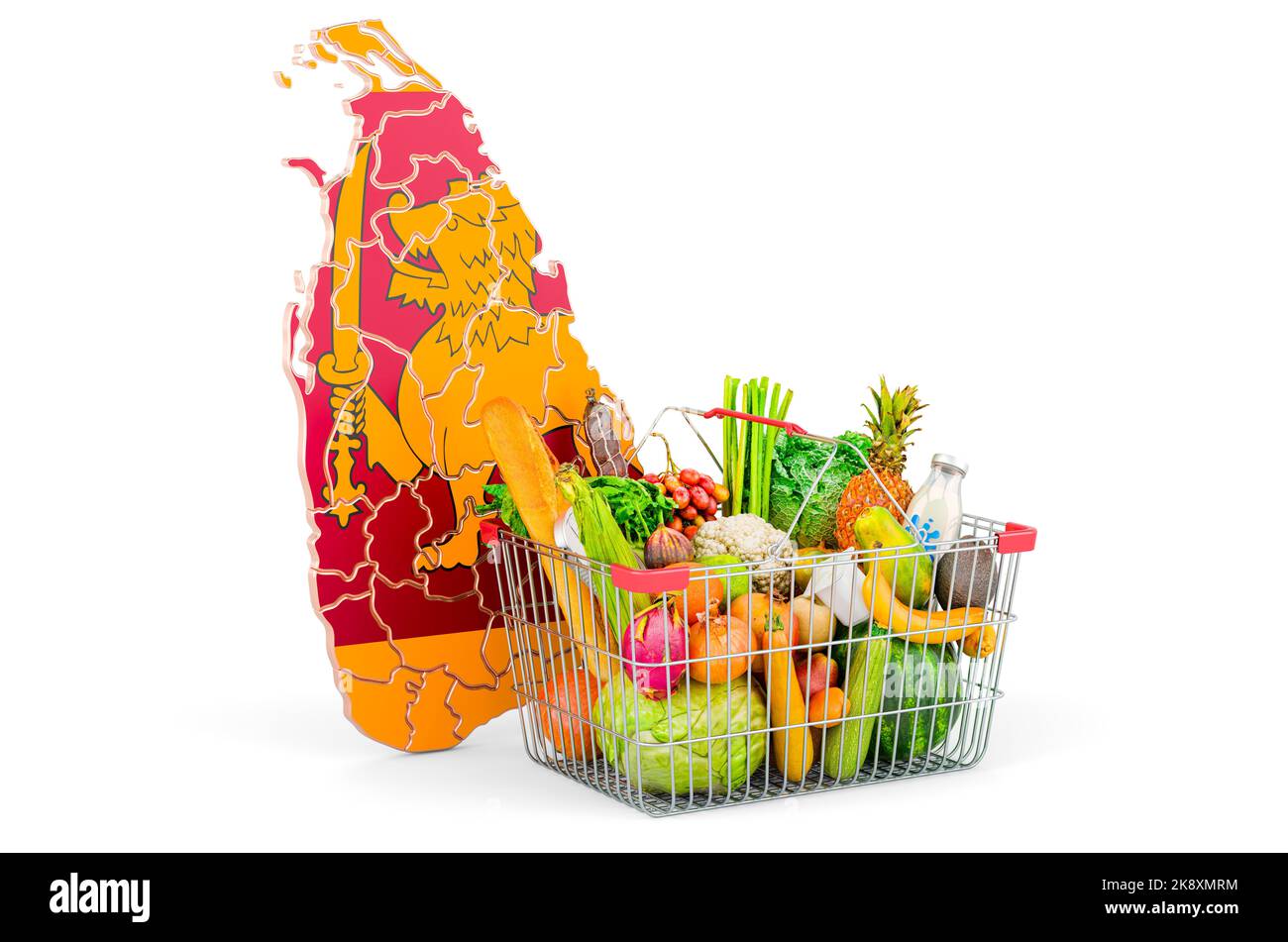 Purchasing power and market basket in Sri Lanka concept. Shopping