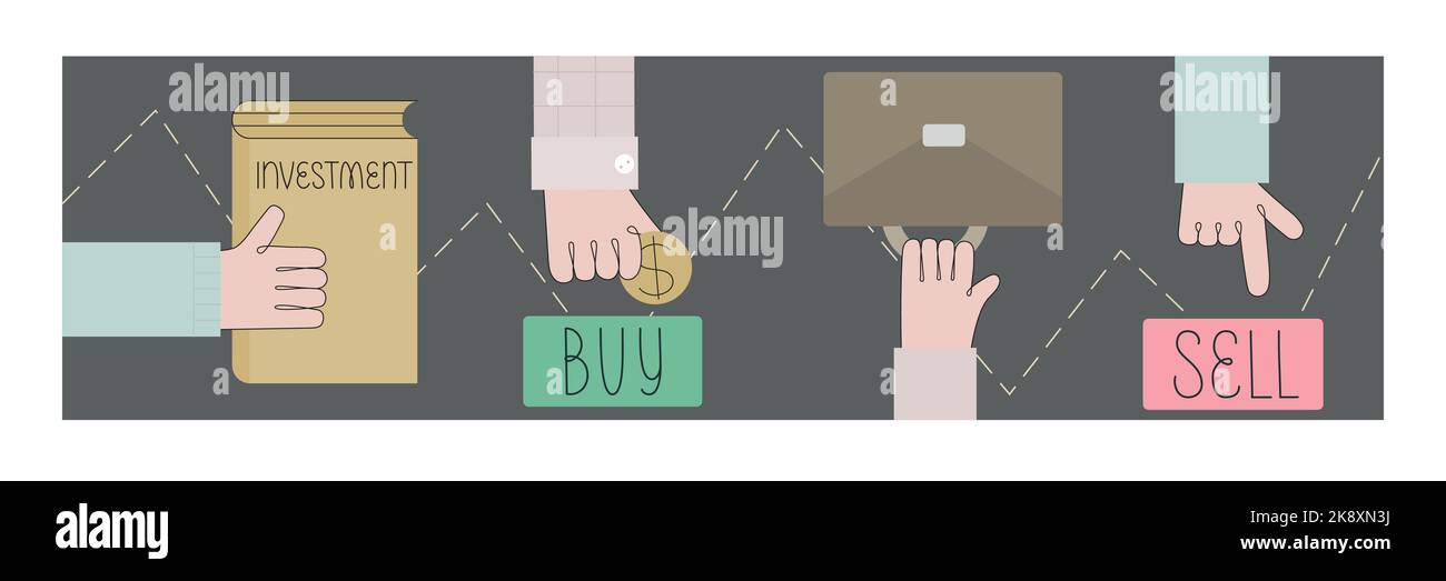 Stock broker keeping money, coin, portfolio, selling, buying, learning