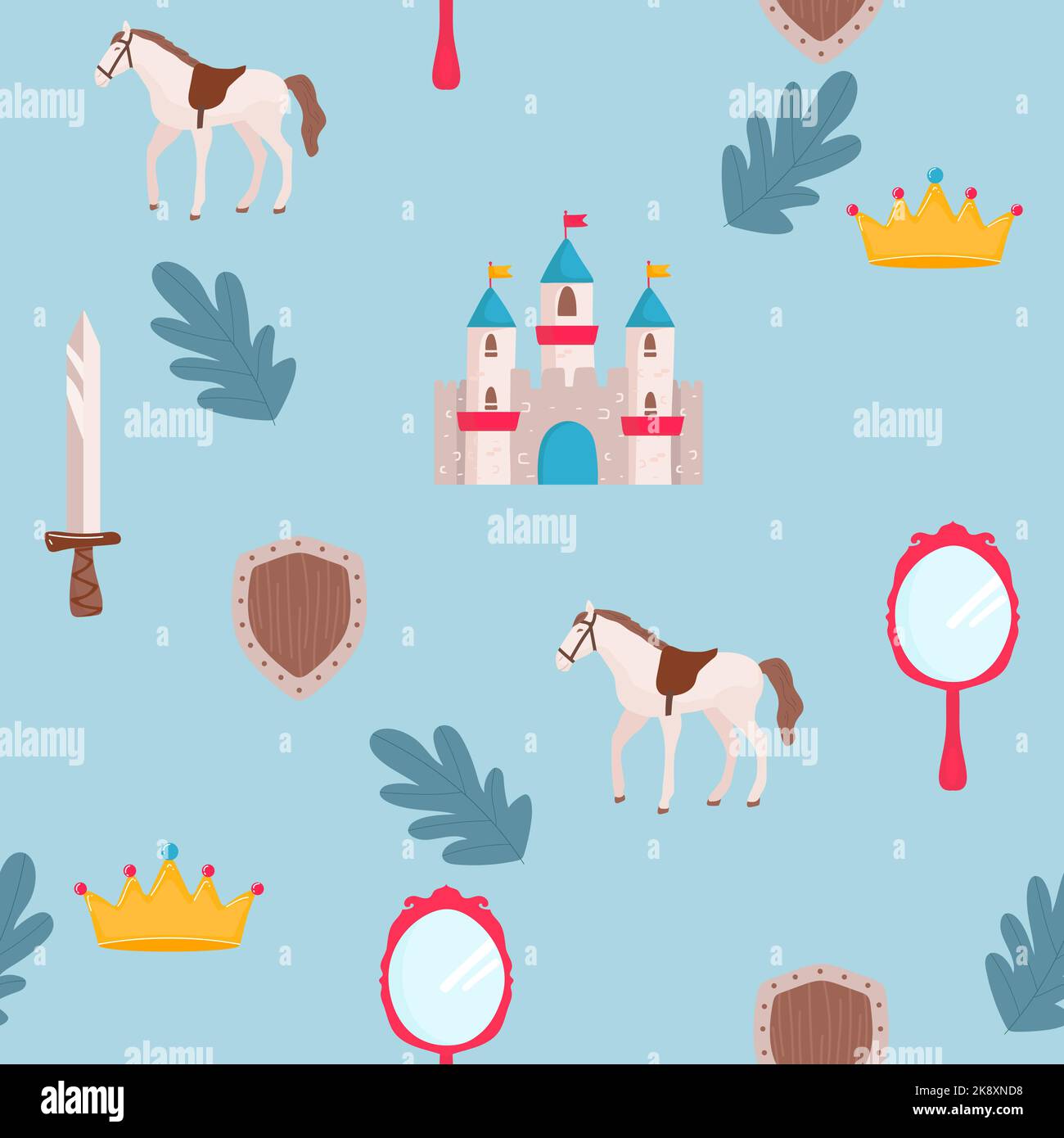 Princess crown. Kids vector seamless pattern Stock Vector Image &amp; Art ...