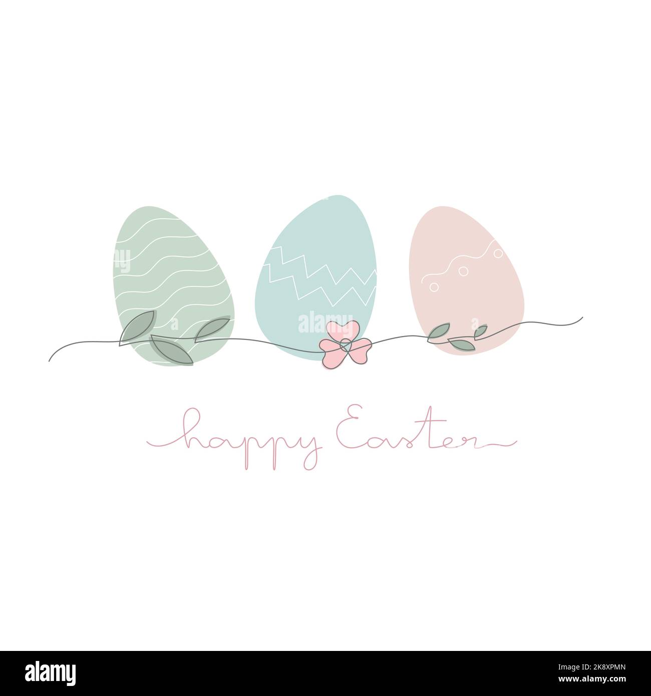 Simple card with colorful eggs lettering Happy Easter Stock Vector