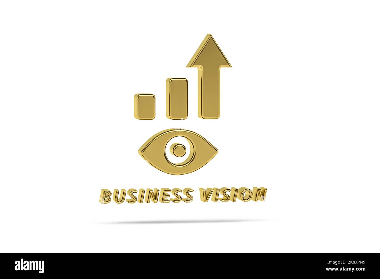 Golden 3d business vision icon isolated on white background - 3d render ...