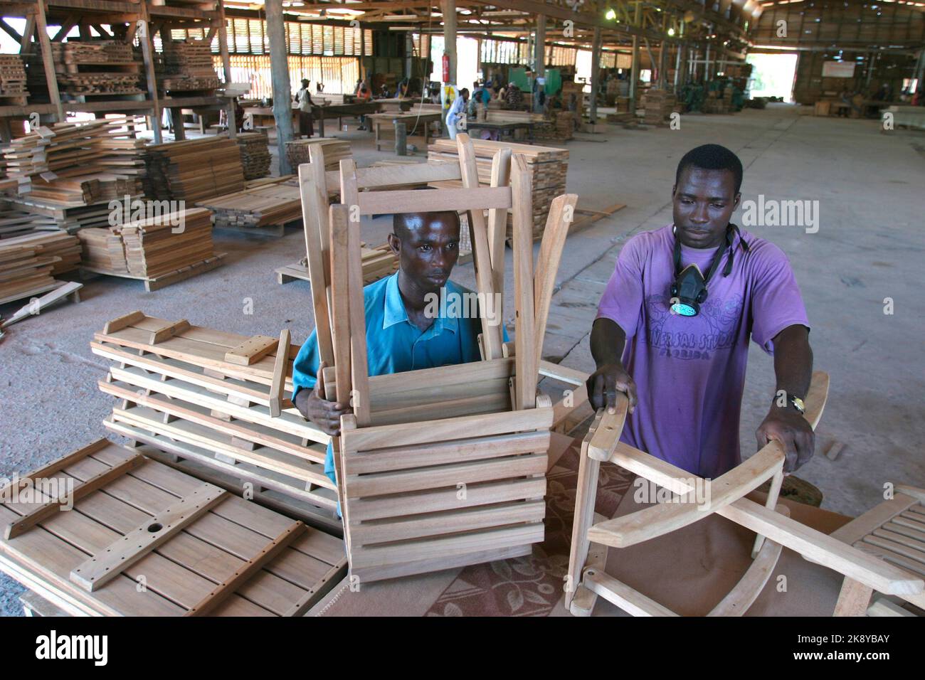 Lumber Export Process Ghana, Takoradi. factory workers of Dupaul Lumber Export. Production ...