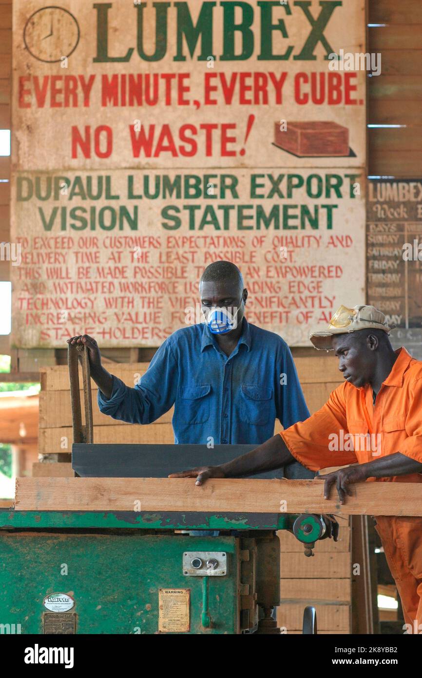 Ghana, Takoradi. Factory workers of Dupaul Lumber Export a sawmill that