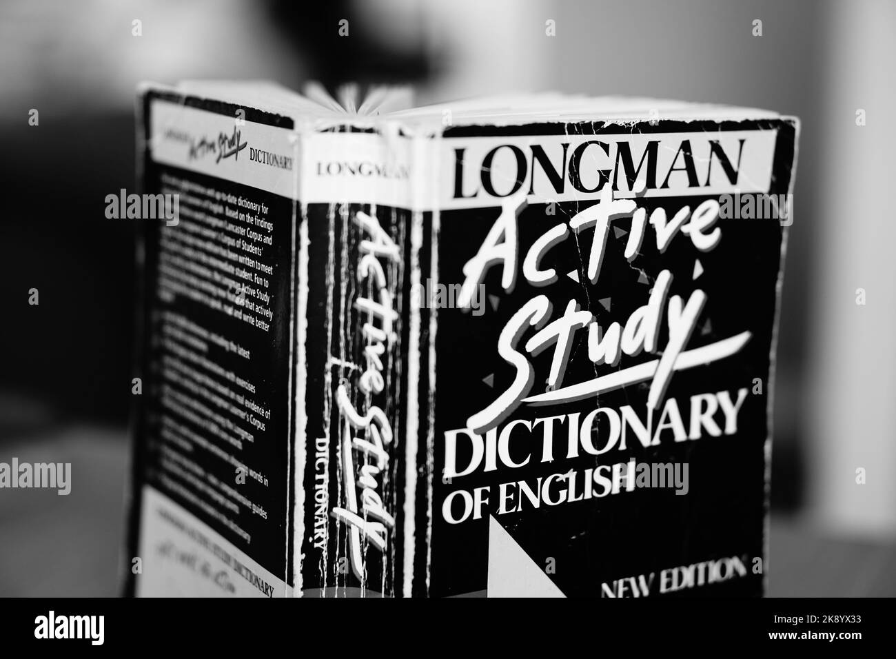A black and white shot of an old used Longman Active Study Dictionary Of English Stock Photo Alamy