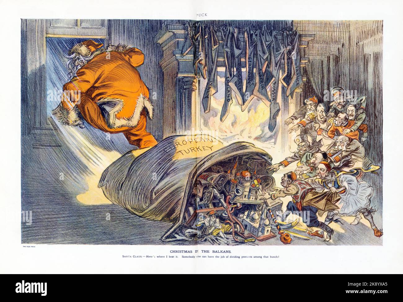 PUCK spread - Christmas in the Balkans - Udo Keppler 1912 Stock Photo
