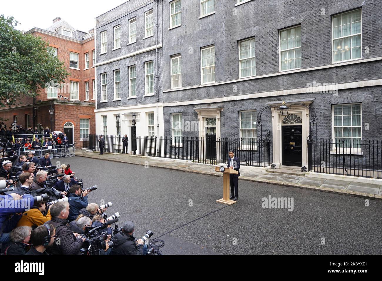 Rishi Sunak makes a speech outside 10 Downing Street, London, after meeting King Charles III and