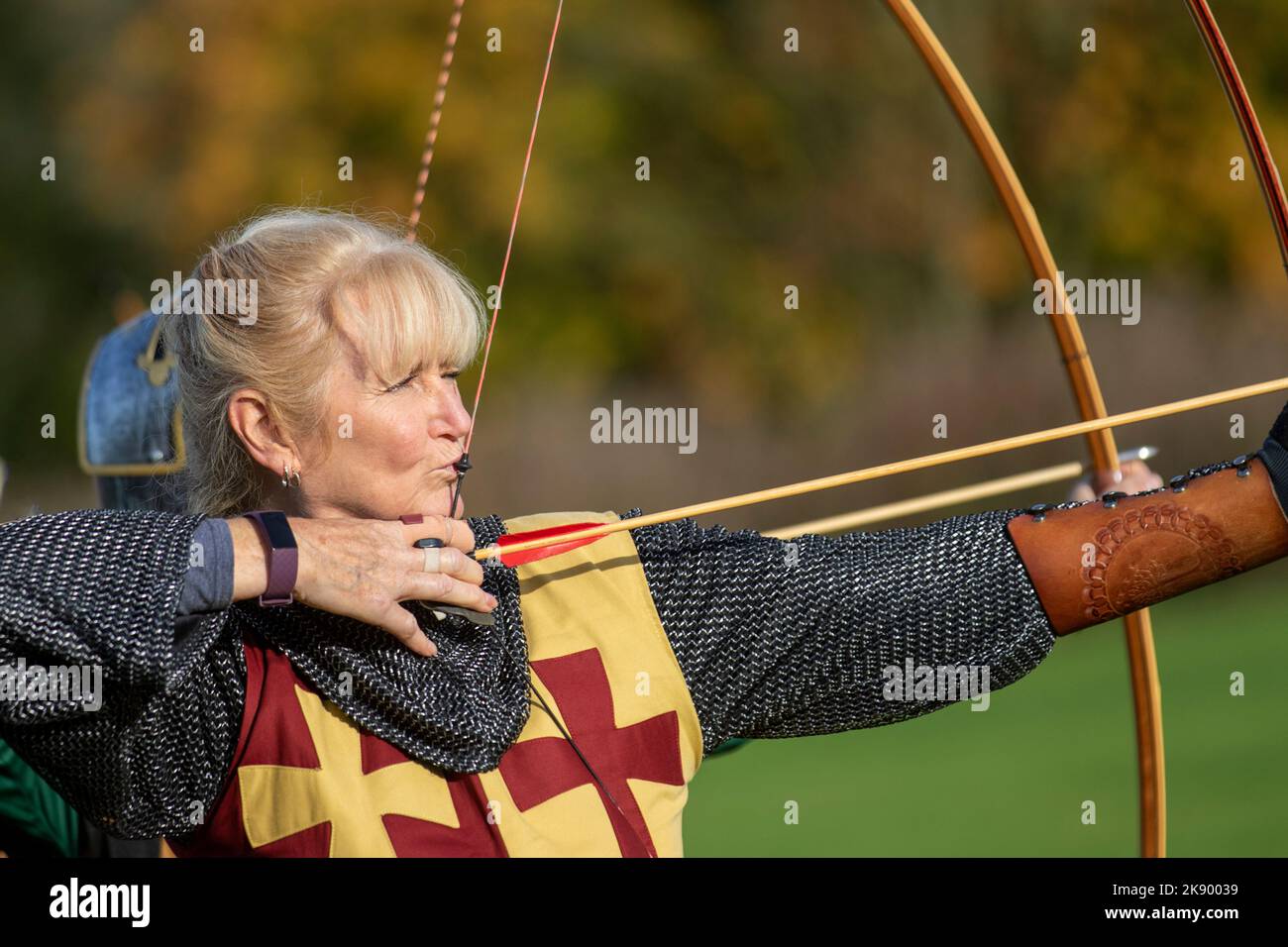 UK News Weather; Tuesday 25th October 2022. SAMLESBURY LONGBOW ARCHERS THE BATTLE OF AGINCOURT
