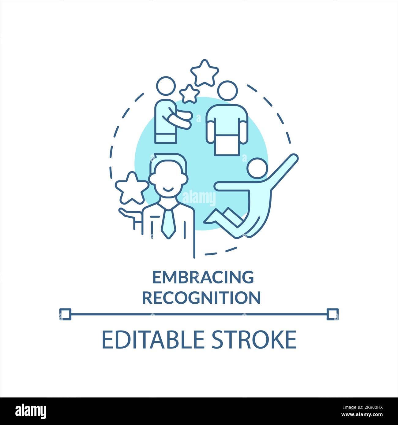 Embracing recognition turquoise concept icon Stock Vector