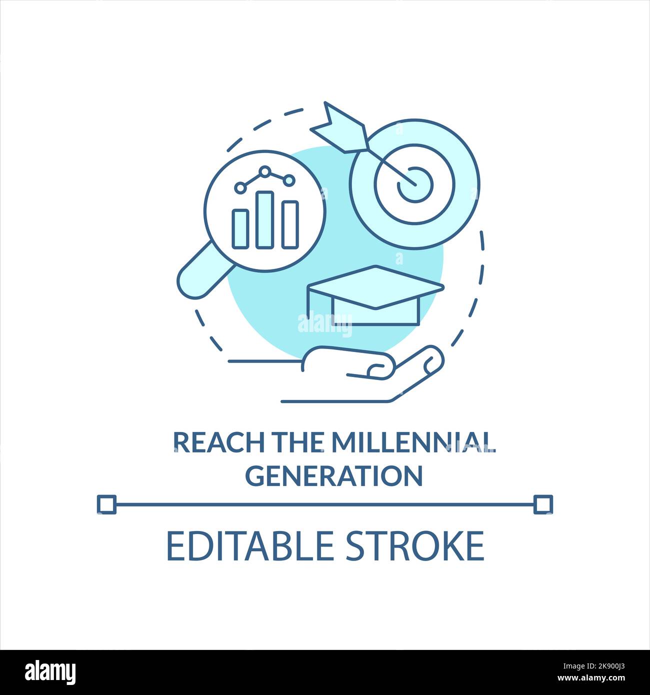 Reach millennial generation turquoise concept icon stock vector image