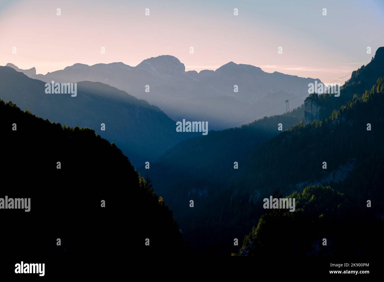 A view of the Dolomites mountains in Italy on sunset Stock Photo - Alamy