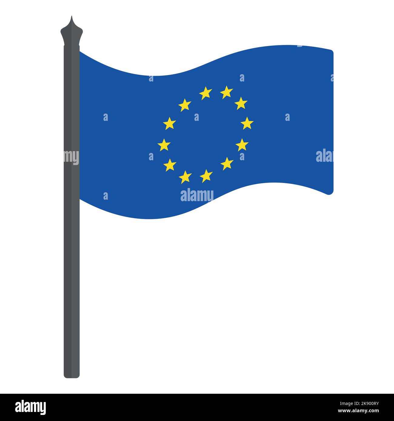 Flag of the European Union. Vector illustration. The fabric canvas is decorated with twelve stars in a circle. The national symbol Stock Vector