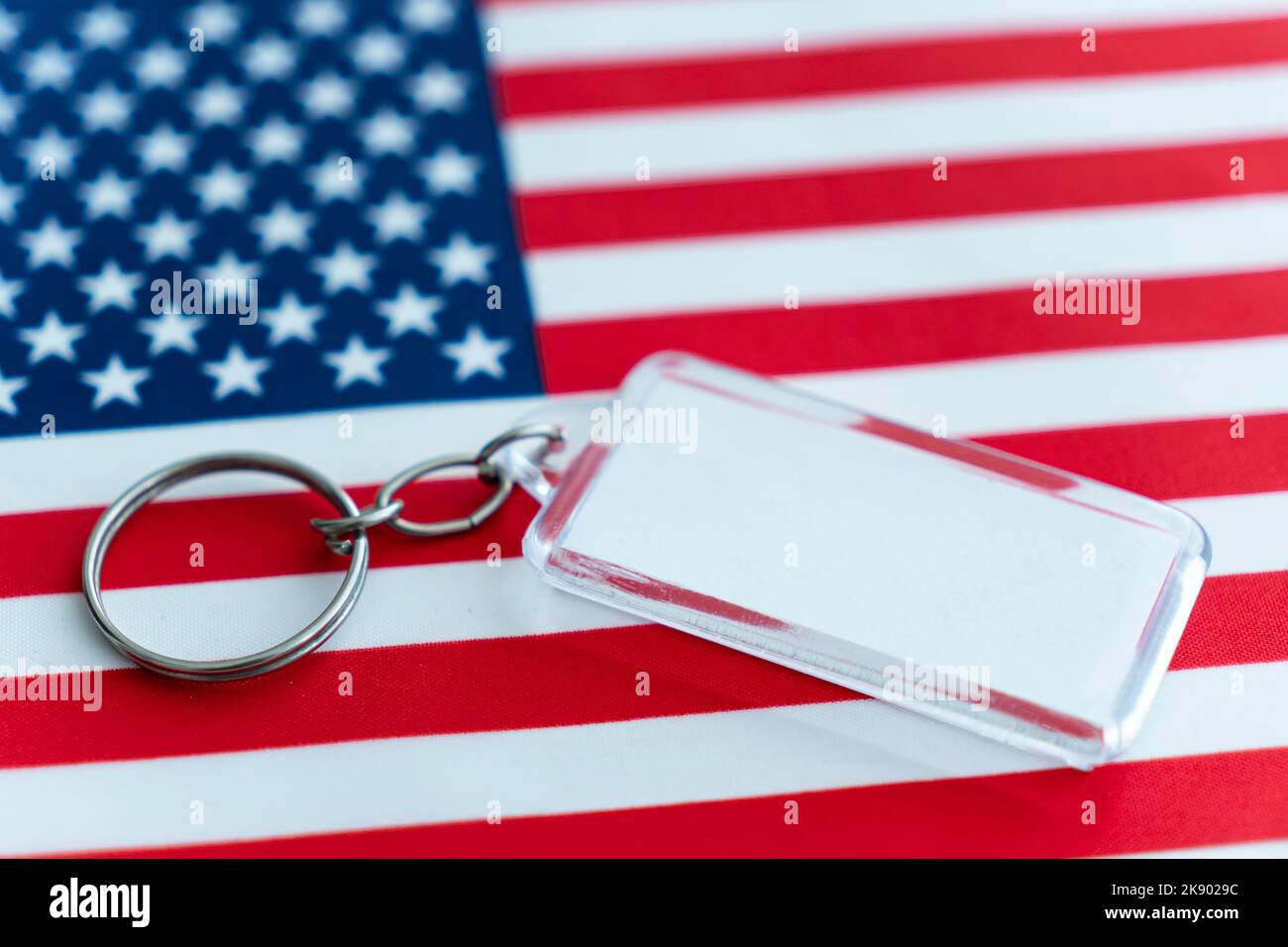 Blank frame on american flag background. copy space for a design or text Stock Photo