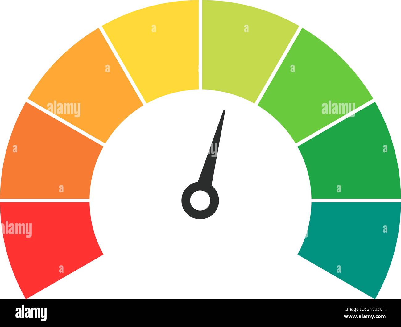 Vector speedometer meter with arrow for dashboard with green, yellow