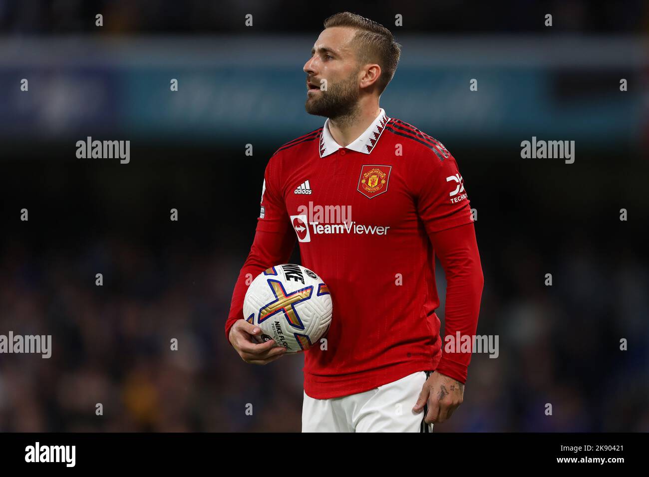 Luke Shaw of Manchester United - Chelsea v Manchester United, Premier League, Stamford Bridge, London, UK - 22nd October 2022  Editorial Use Only - DataCo restrictions apply Stock Photo