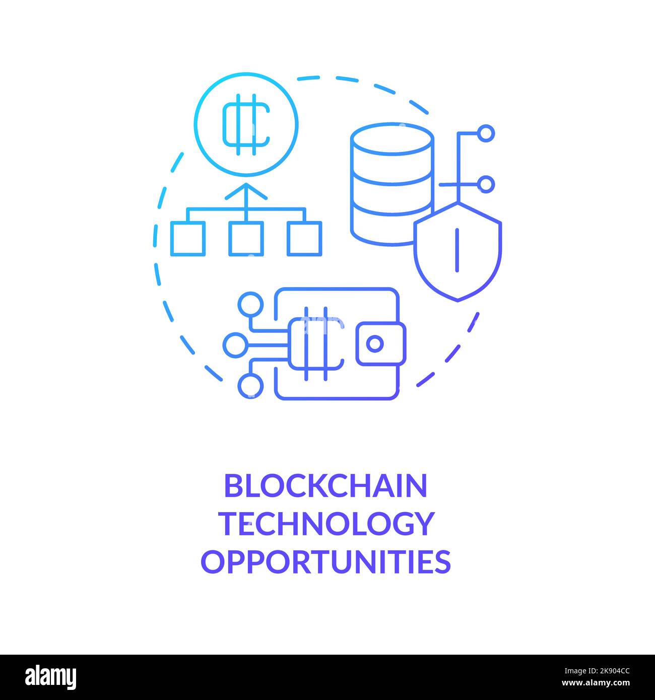 Blockchain technology blue gradient concept icon Stock Vector