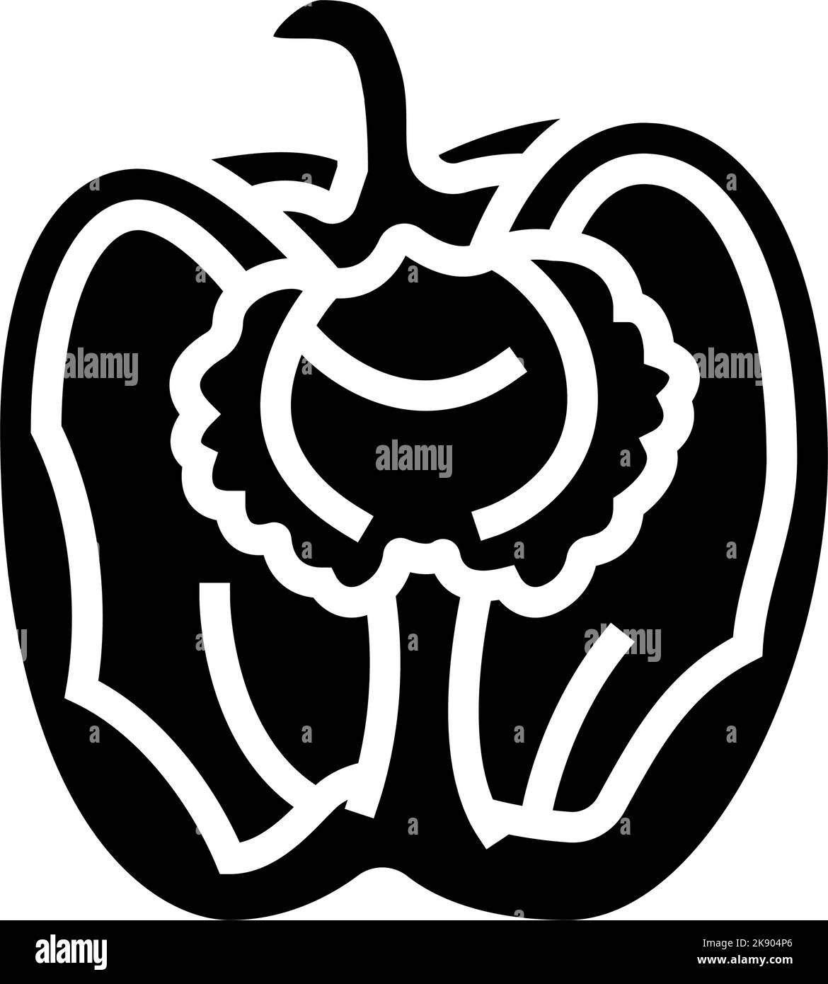 cut red pepper glyph icon vector illustration Stock Vector