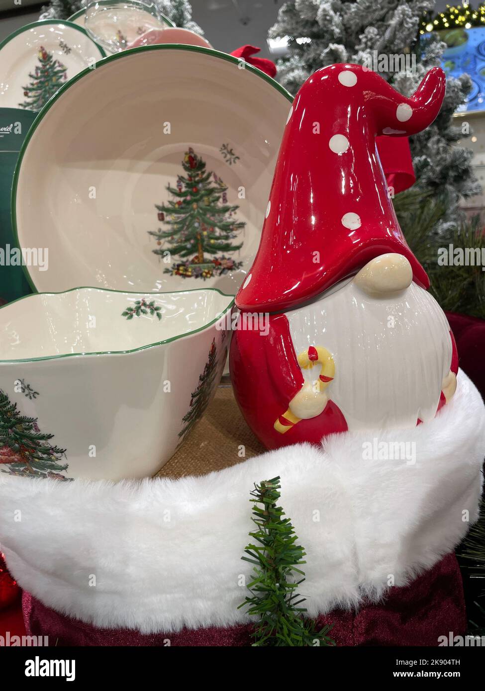 Housewares section at Macy's department store features a holiday theme