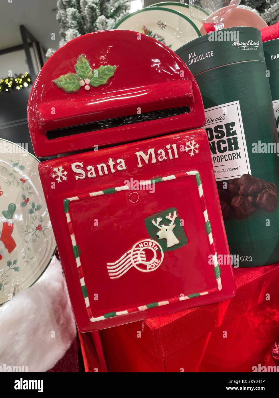 Housewares section at Macy's department store features a holiday theme