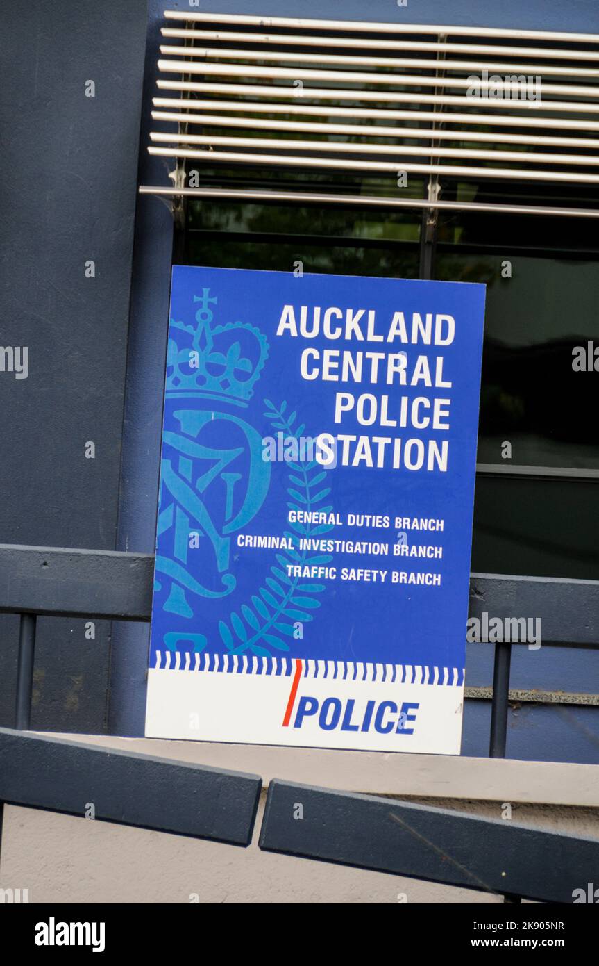Auckland Police H.Q  on Cook and Vincent Streets, Auckland on North Island in New Zealand. Stock Photo
