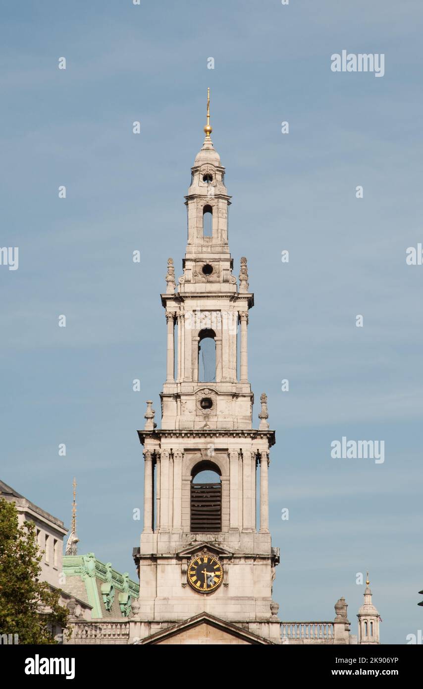 Steeple of St Clement Danes Church, Aldwich, London, UK Stock Photo