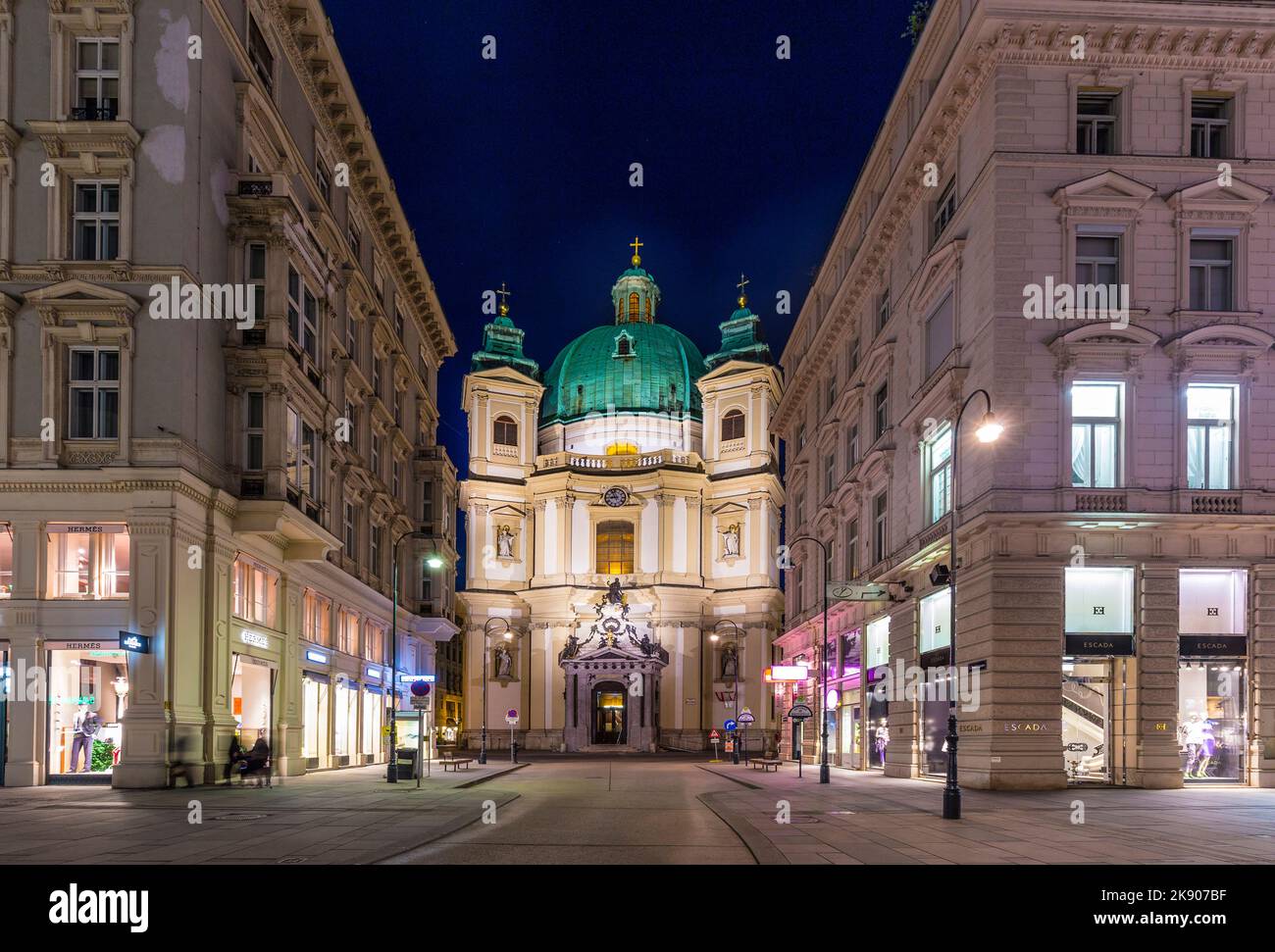 VIENNA, AUSTRIA - APR 26, 2015: Catholic Church of St. Peterat Graben street in in Vienna. Graben street is among most recognized streets in Vienna wh Stock Photo