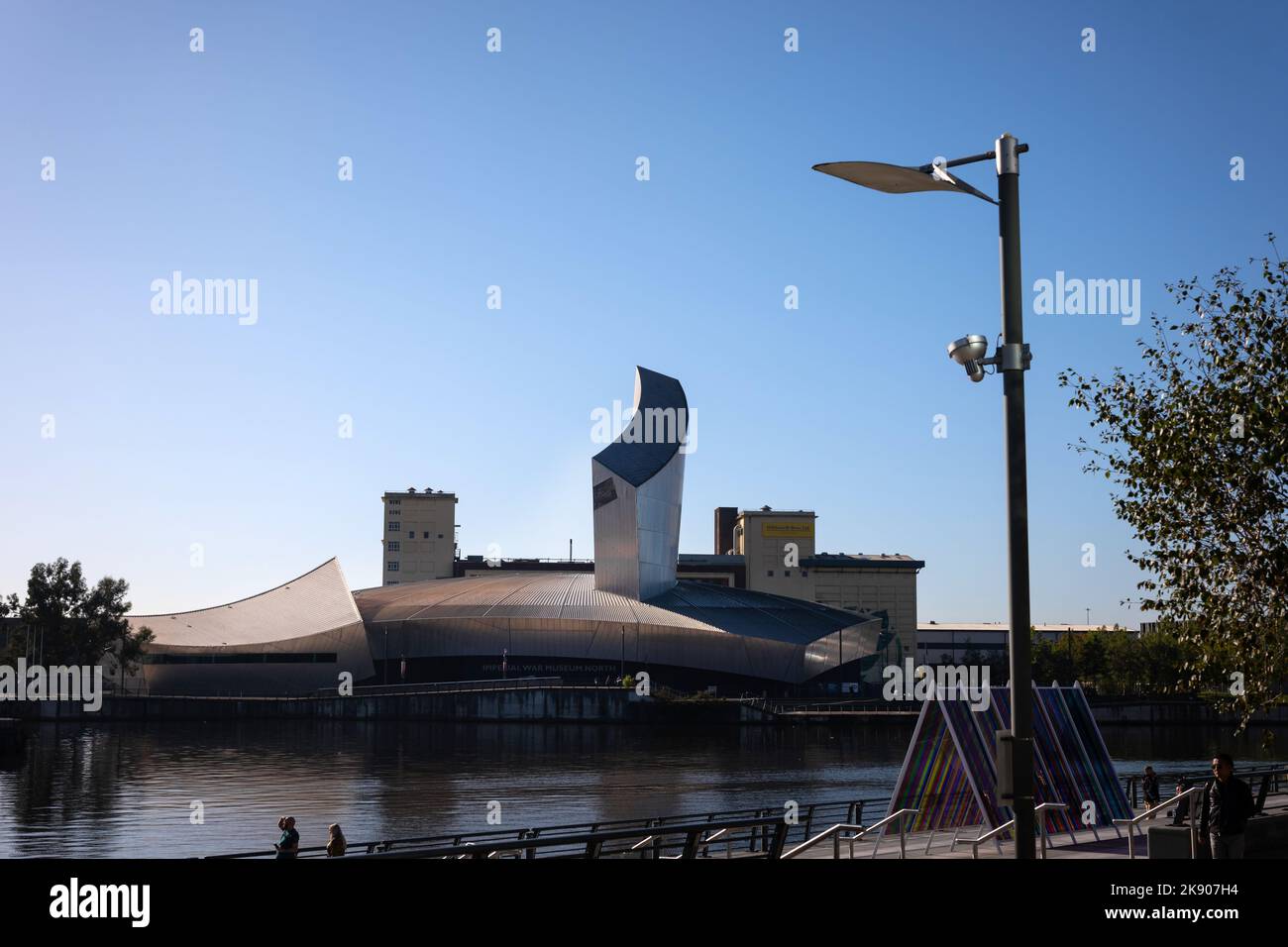 Imperial war Museum North in Salford overlooking the Manchester Ship Canal Stock Photo