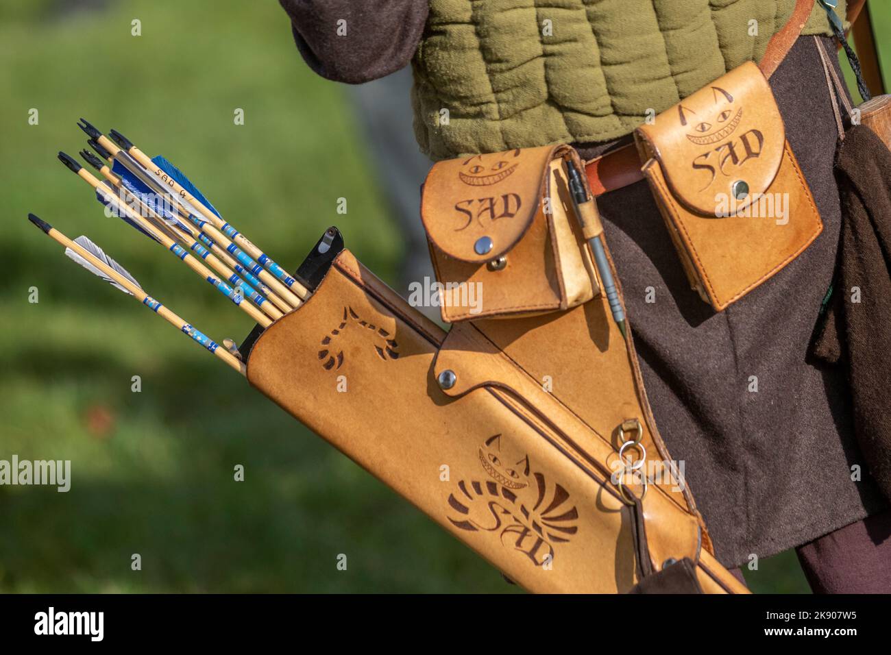 SAMLESBURY LONGBOW ARCHERS THE BATTLE OF AGINCOURT 1415 reenactment. Traditional long bow
