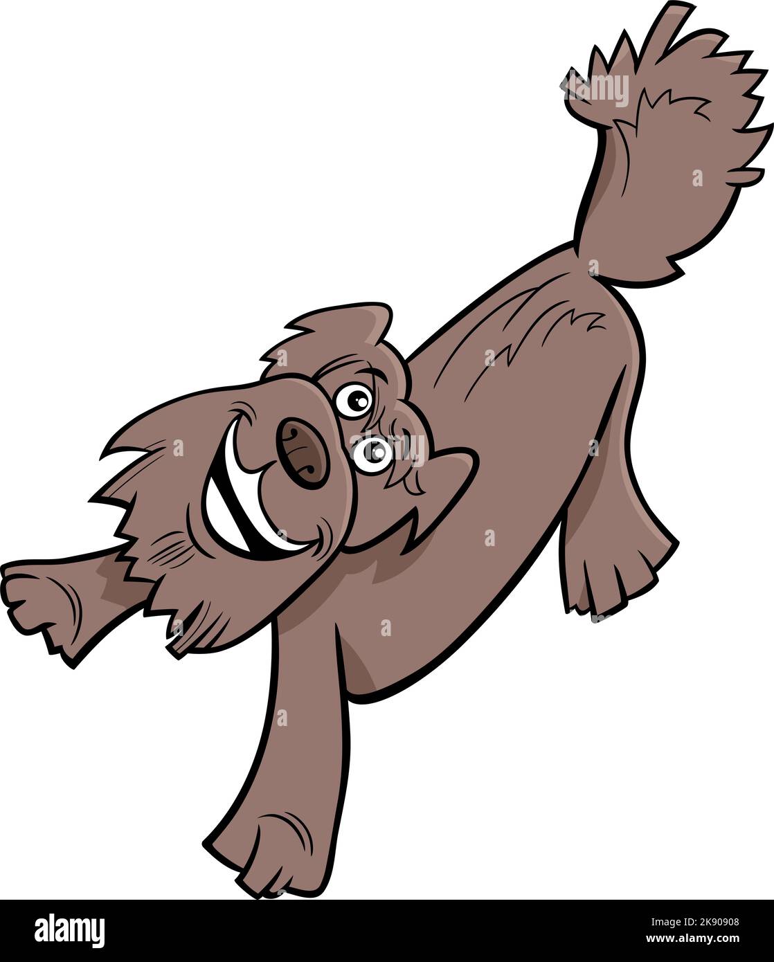 Cartoon illustration of funny brown shaggy dog comic animal character looking up Stock Vector