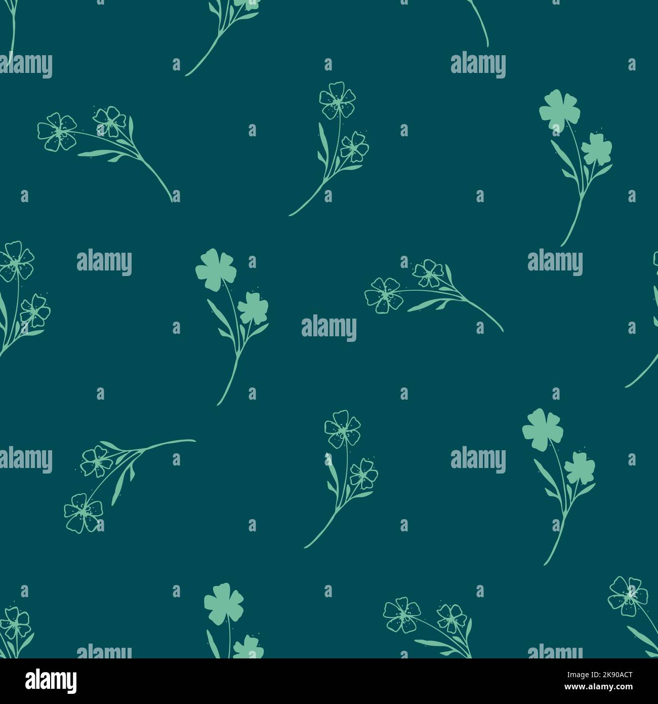 Wild meadow flower seamless vector pattern background. Vertical flowers ...