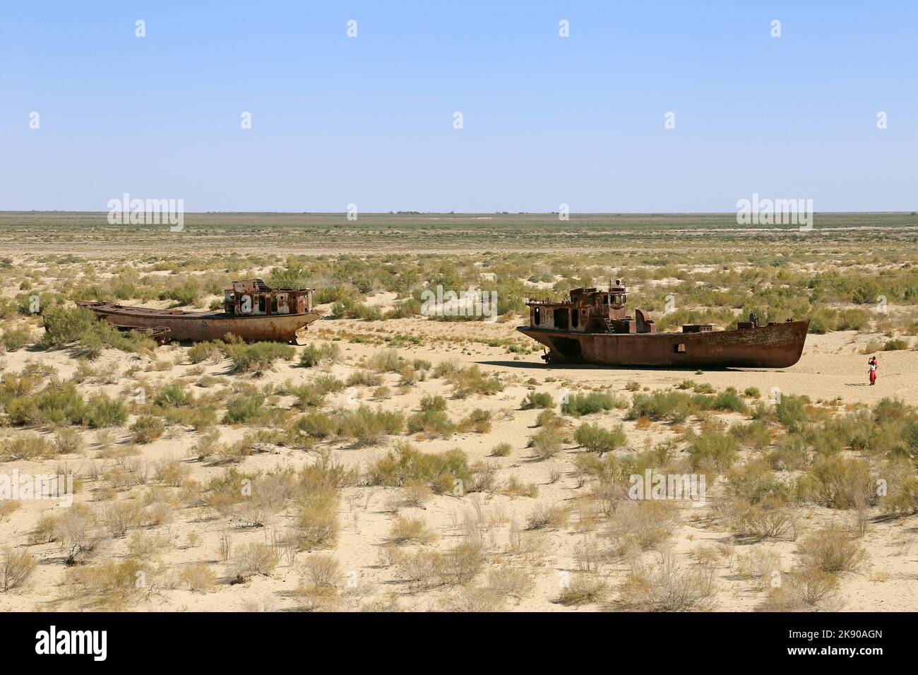 Aral Sea ships' graveyard, Moynaq, Karakalpakstan Autonomous Republic, Uzbekistan, Central Asia Stock Photo