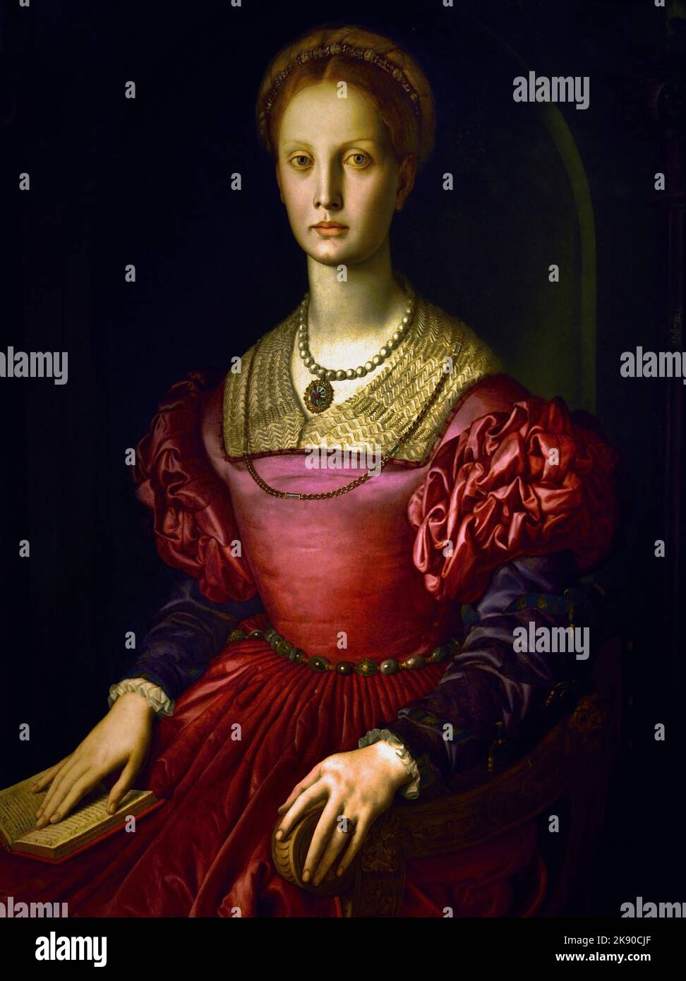 Portrait of Lucrezia Panciatichi, by Agnolo di Cosimo said il Bronzino 1503-1752 Uffizi Gallery, Florence, Italy. Stock Photo