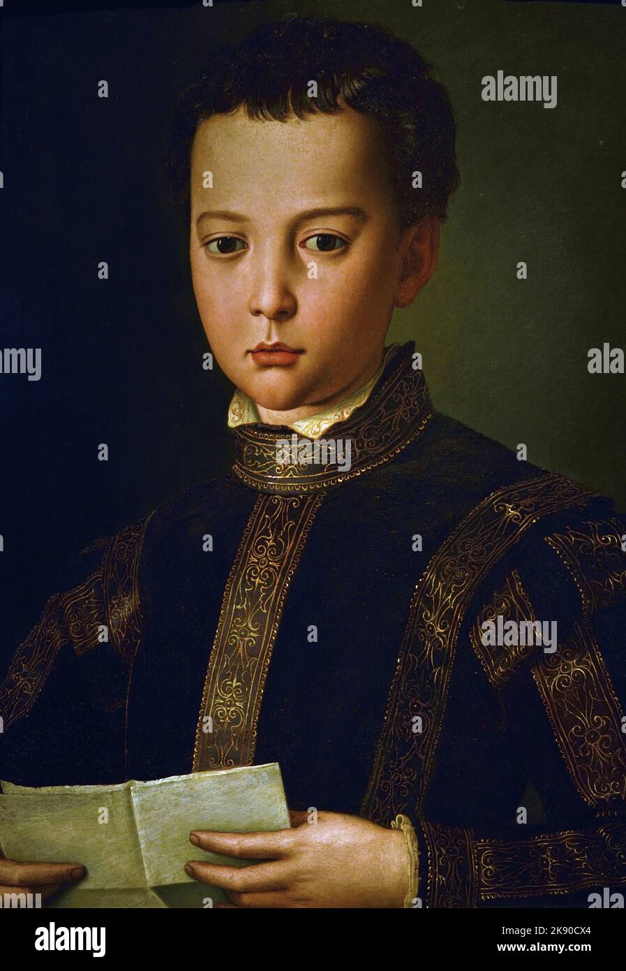 Francesco I de' Medici, Renaissance,. Medici children, portraits were painted by ,court painter Agnolo Bronzino,, Francesco, Maria , Florence, Italy. Stock Photo
