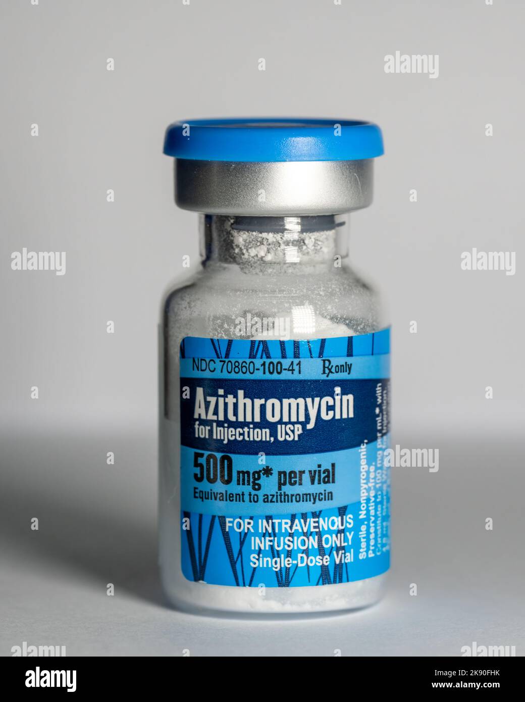 A bottle of Azithromycin antibiotics treating bacterial infections for ...