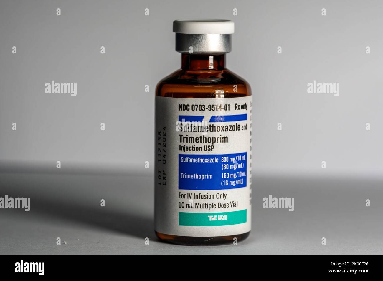 A bottle of Sulfamethoxazole and Trimethoprim antibiotics treating