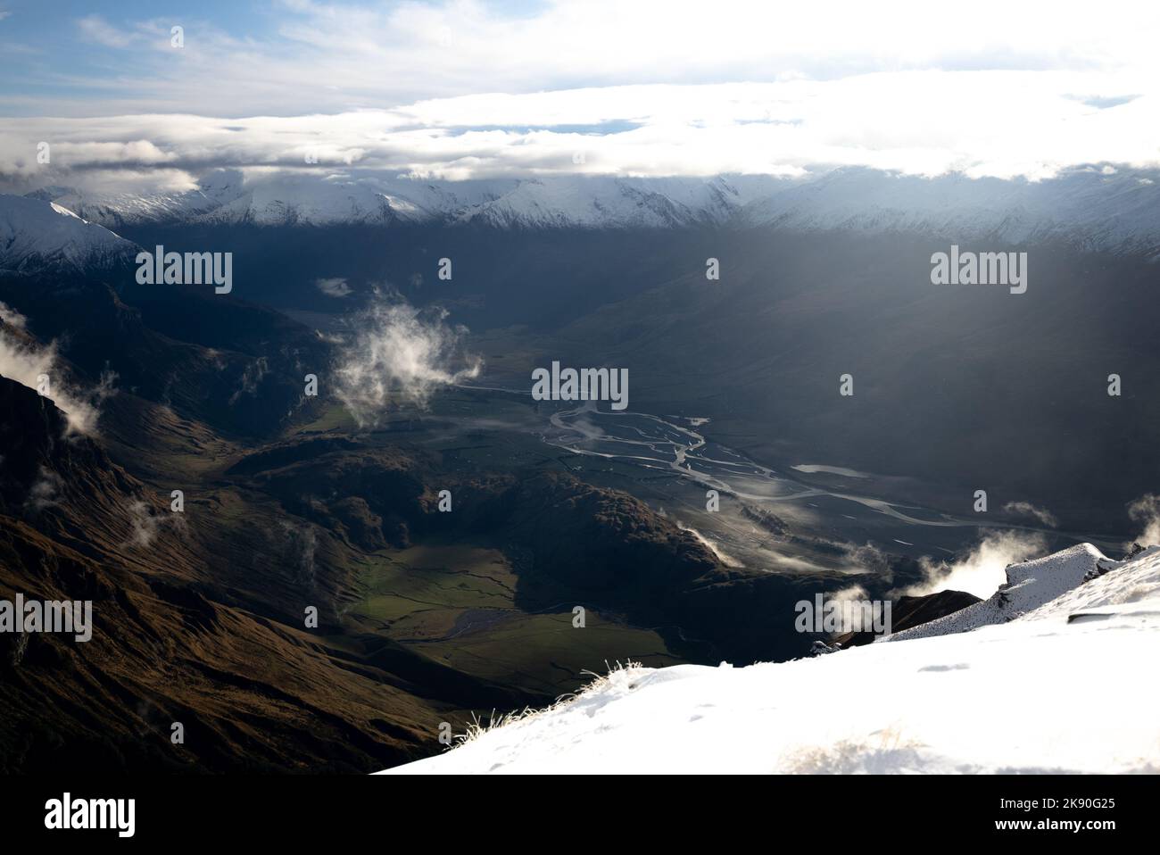 An aerial view of snowy mountains Stock Photo - Alamy