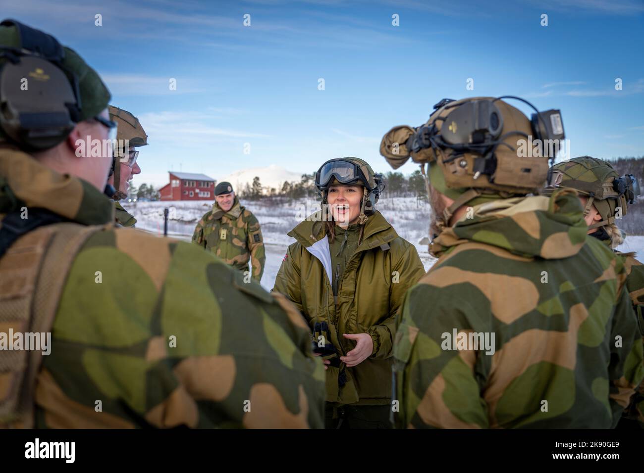 Bardufoss 20210204.Princess Ingrid Alexandra visits Brigade Nord at Setermoen in Bardufoss on Tuesday. There she joined the sanitary battalion on training. Photo: Heiko Junge / NTB POOL Stock Photo