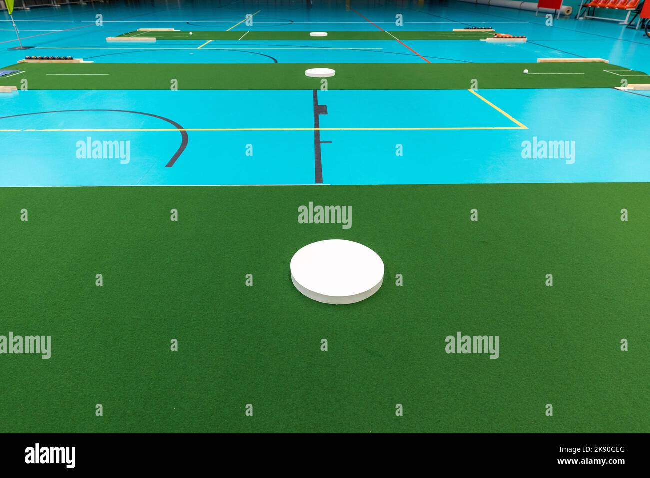 Indoor bowls carpets or lawn bowls or lawn bowling Stock Photo Alamy