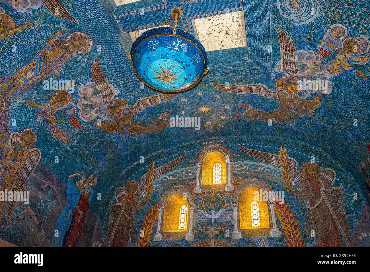 OTTROTT, FRANCE - JUNE 4, 2016:  mosaic at Chapelles des Larmes at Mont Sainte Odile in France. It dates back to byzanthine times. Stock Photo