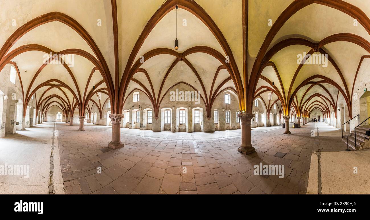 EBERBACH, GERMANY - JUNE 12, 2016: Dormitorium in the abbey. Eberbach Abbey is a former Cistercian monastery near Eltville am Rhein in the Rheingau, G Stock Photo