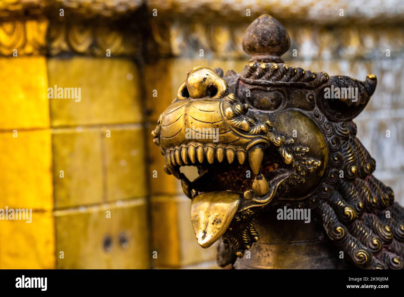 Golden statue at Swayambhunath Stupa Monkey Temple Kathmandu Nepal ...