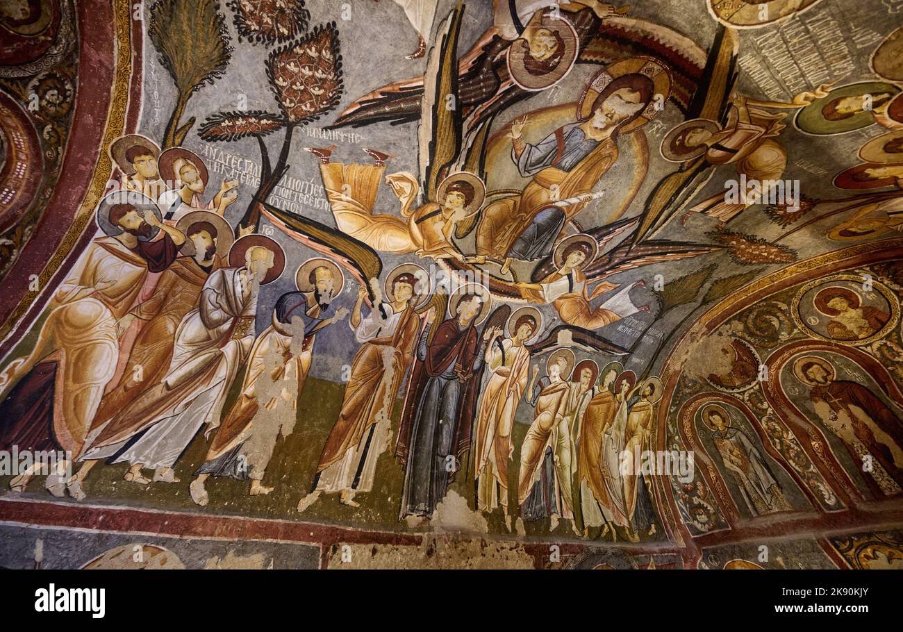 Interior View Of Magnificent Fresco In Dark Church Karanl k Kilise In interior-view-of-magnificent-fresco-in-dark-church-karanl-k-kilise-in