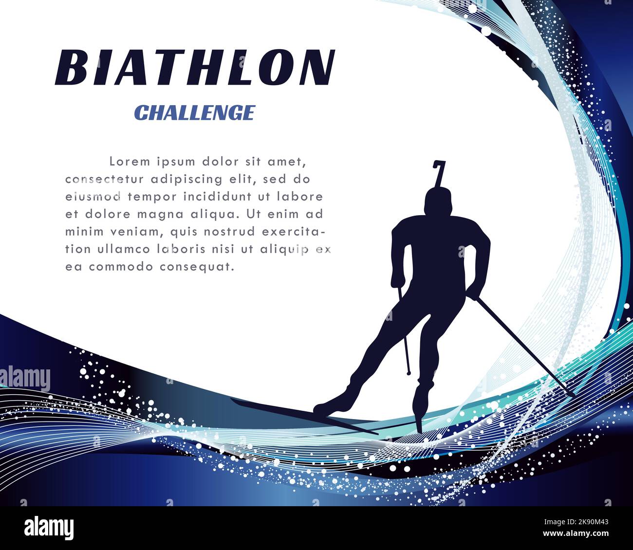 Biathlon challenge banner with abstract winter background. Biathlon