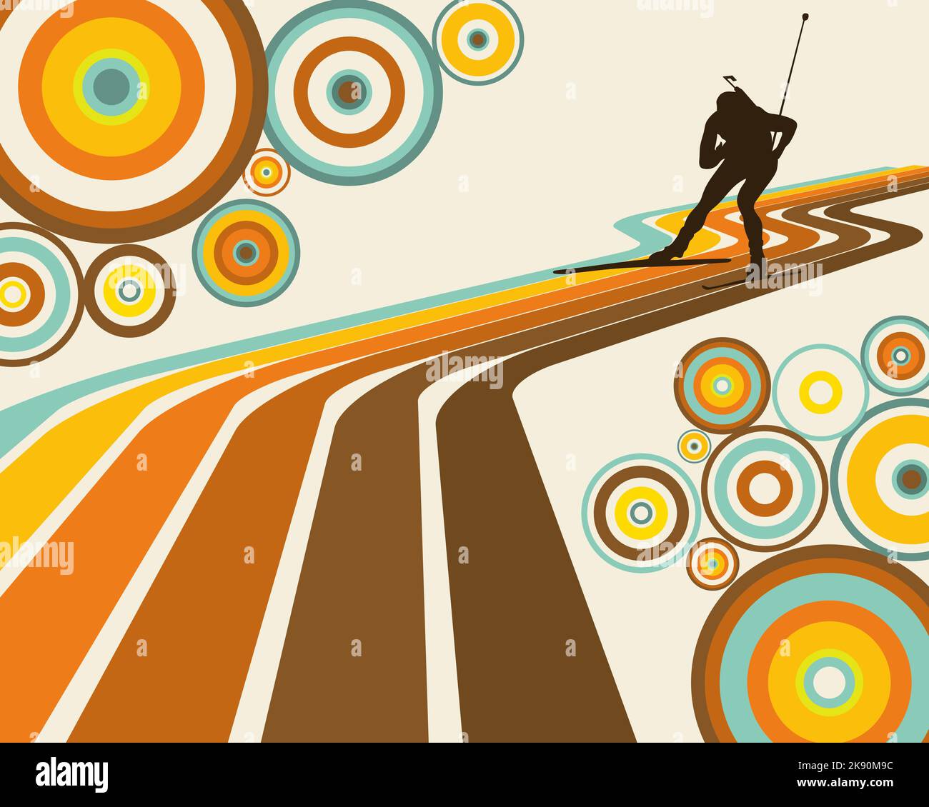 Biathlon challenge banner with abstract winter background. Biathlon