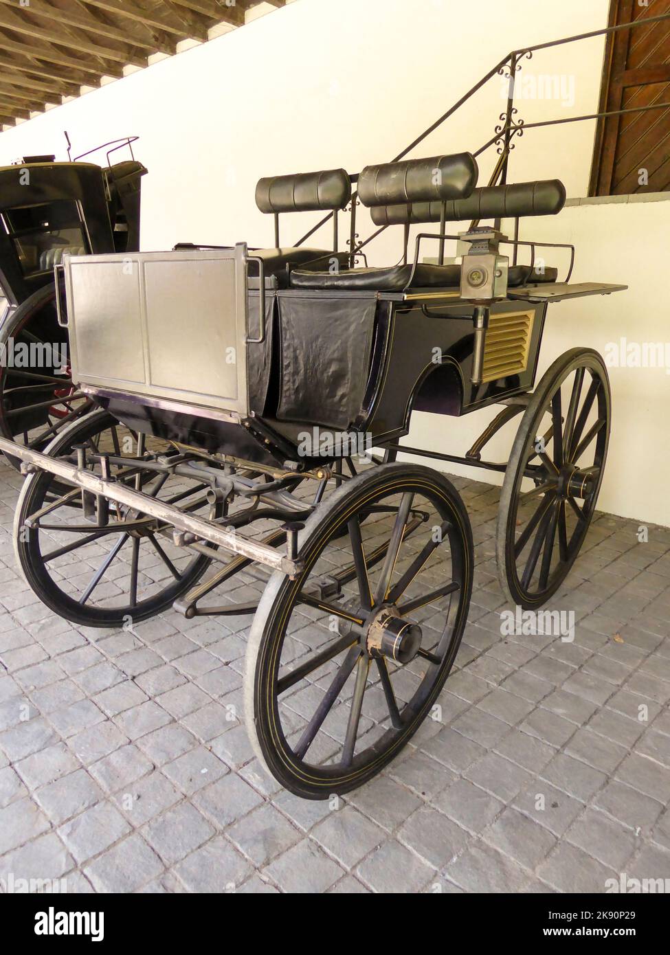 Talagante, CHile - January 24, 2015:  old carriages in winery Vina Undurraga in Talagante, Chile. The foundation was established in 1885 by Don Franci Stock Photo