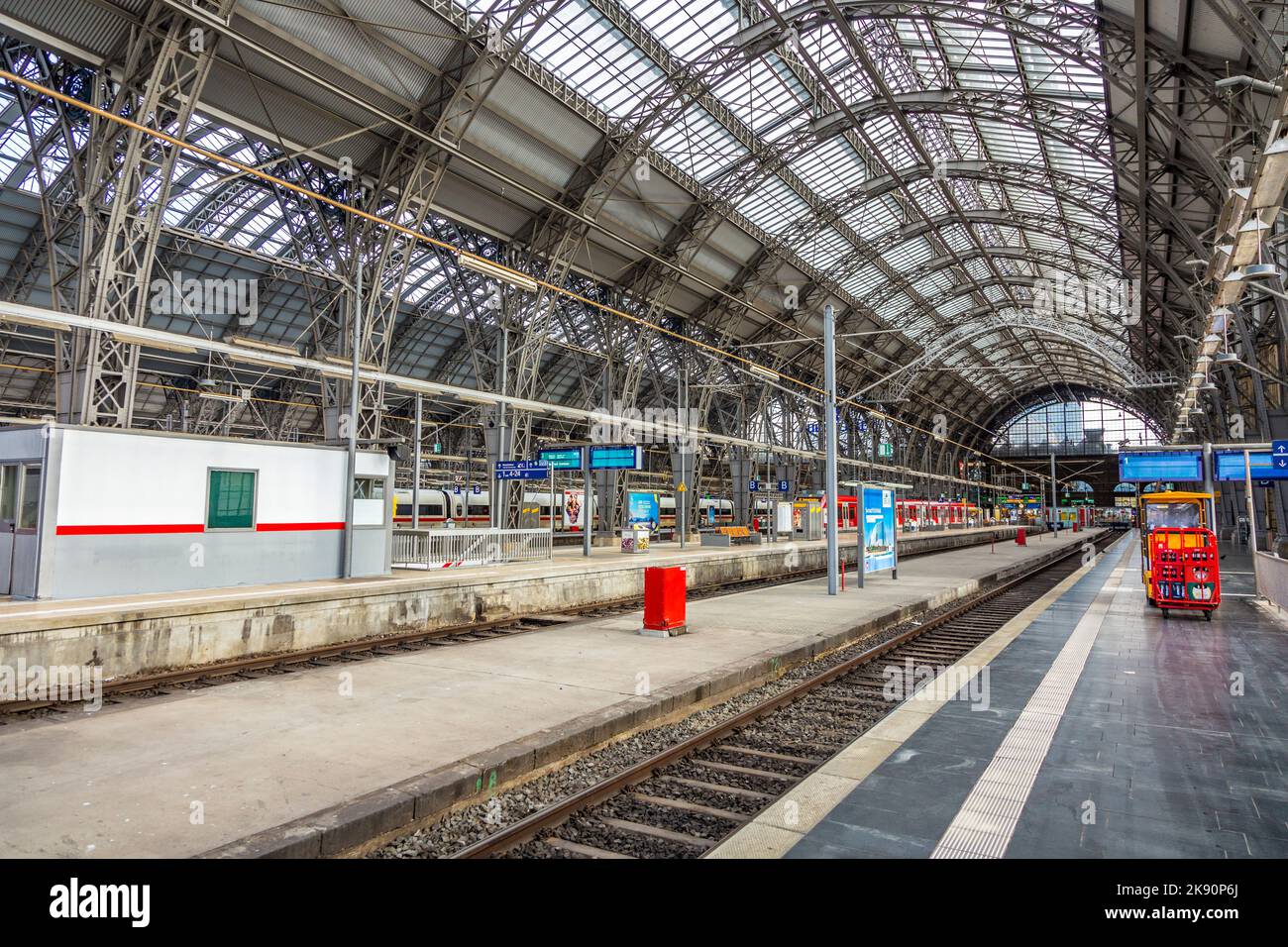 Frankfurt, Germany - February 24, 2015: Inside the Frankfurt central station in Frankfurt, Germany. With about 350.000 passengers per day its the most Stock Photo