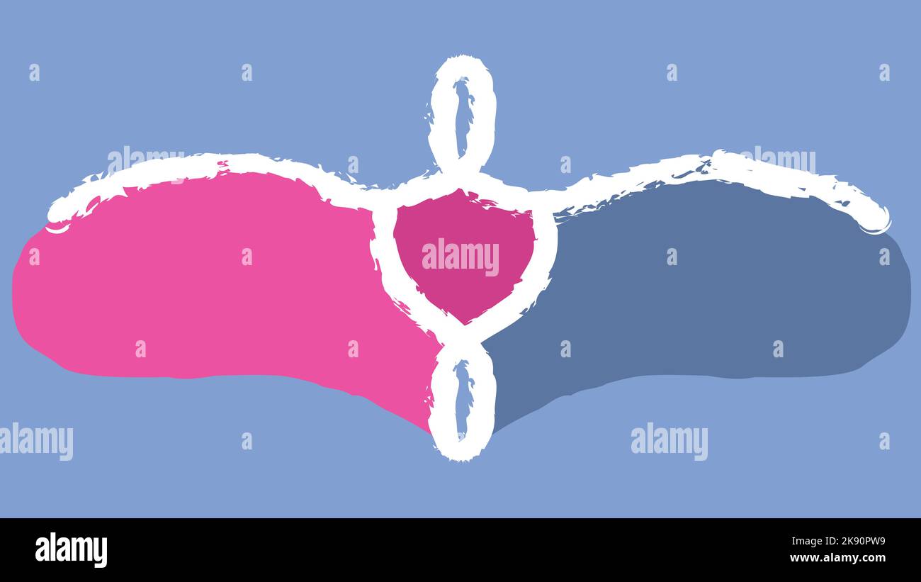 Pink and blue copy space in art style isolated on white background