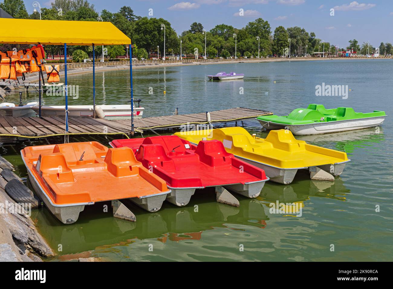 Lake colourful pedal boats hi-res stock photography and images - Alamy