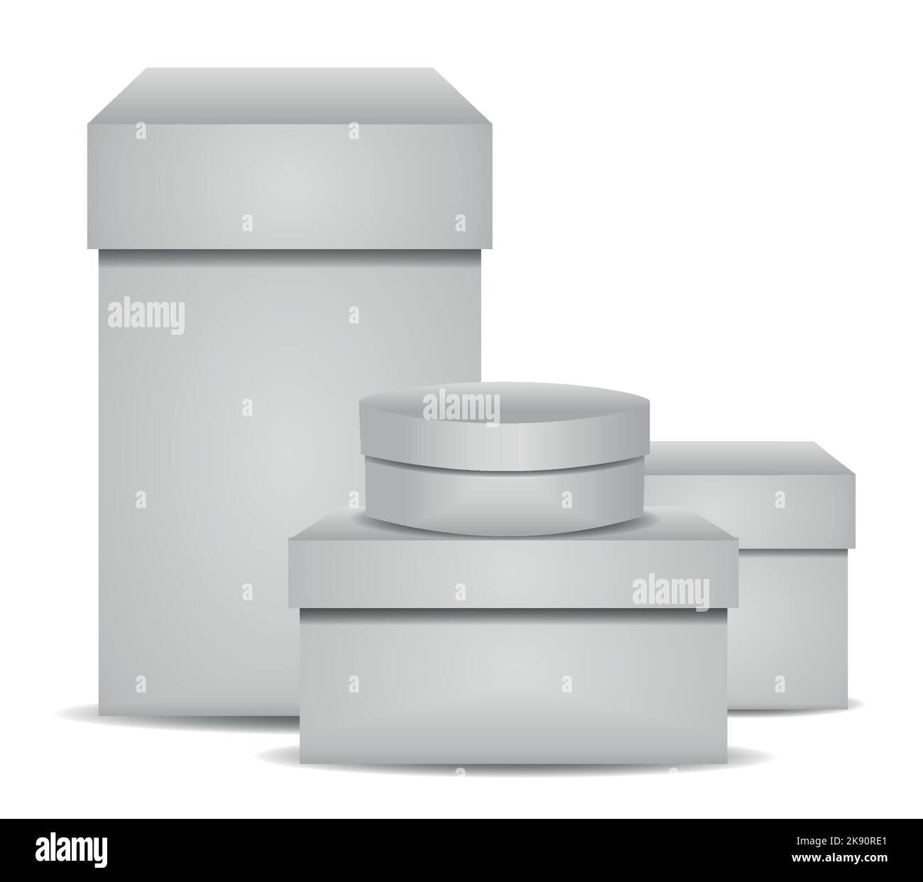 White blank cardboard boxes in various shapes and sizes Stock Vector