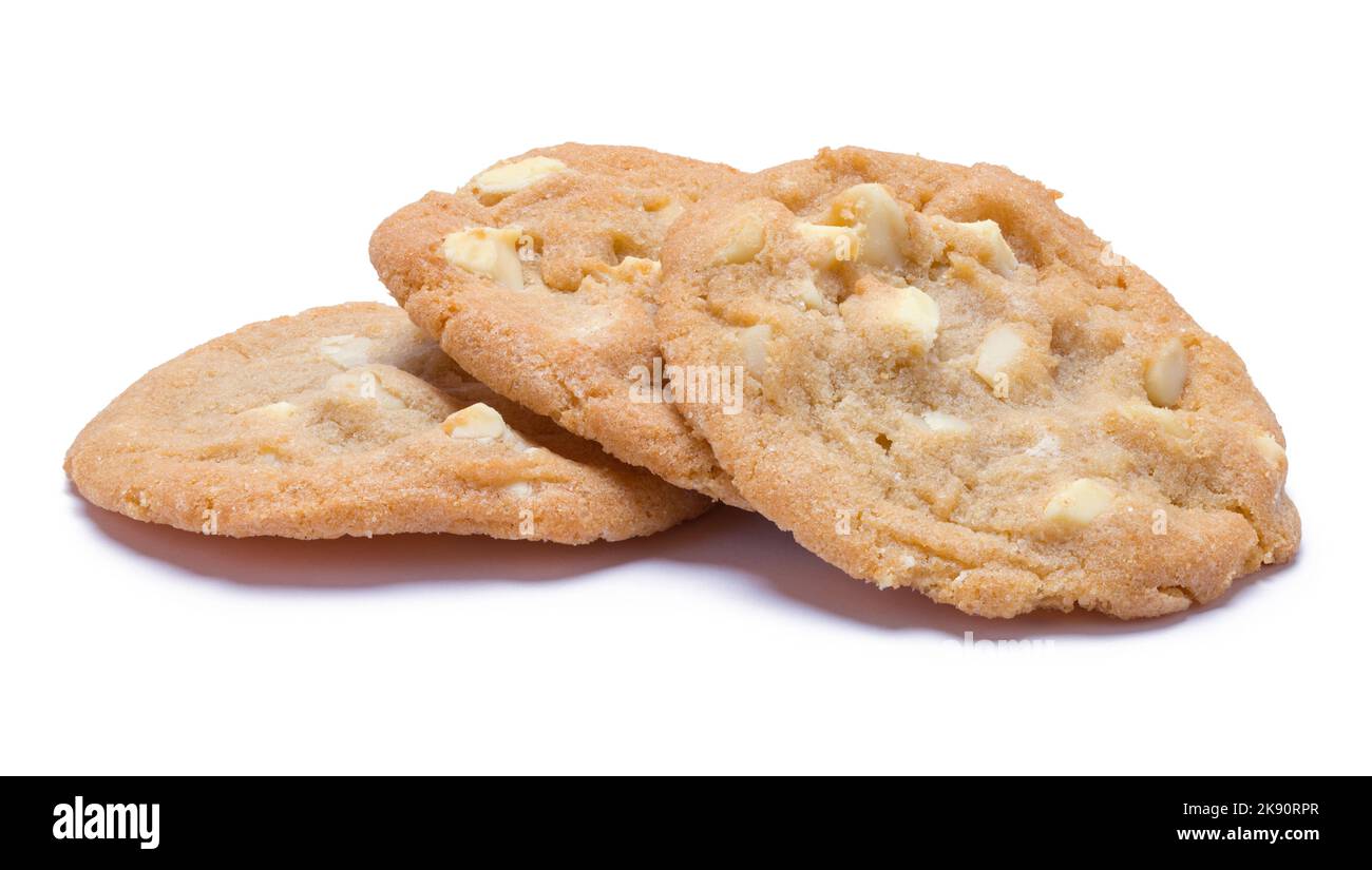 Pile of Macadamia Chocolate Chip Cooikes Cut Out. Stock Photo