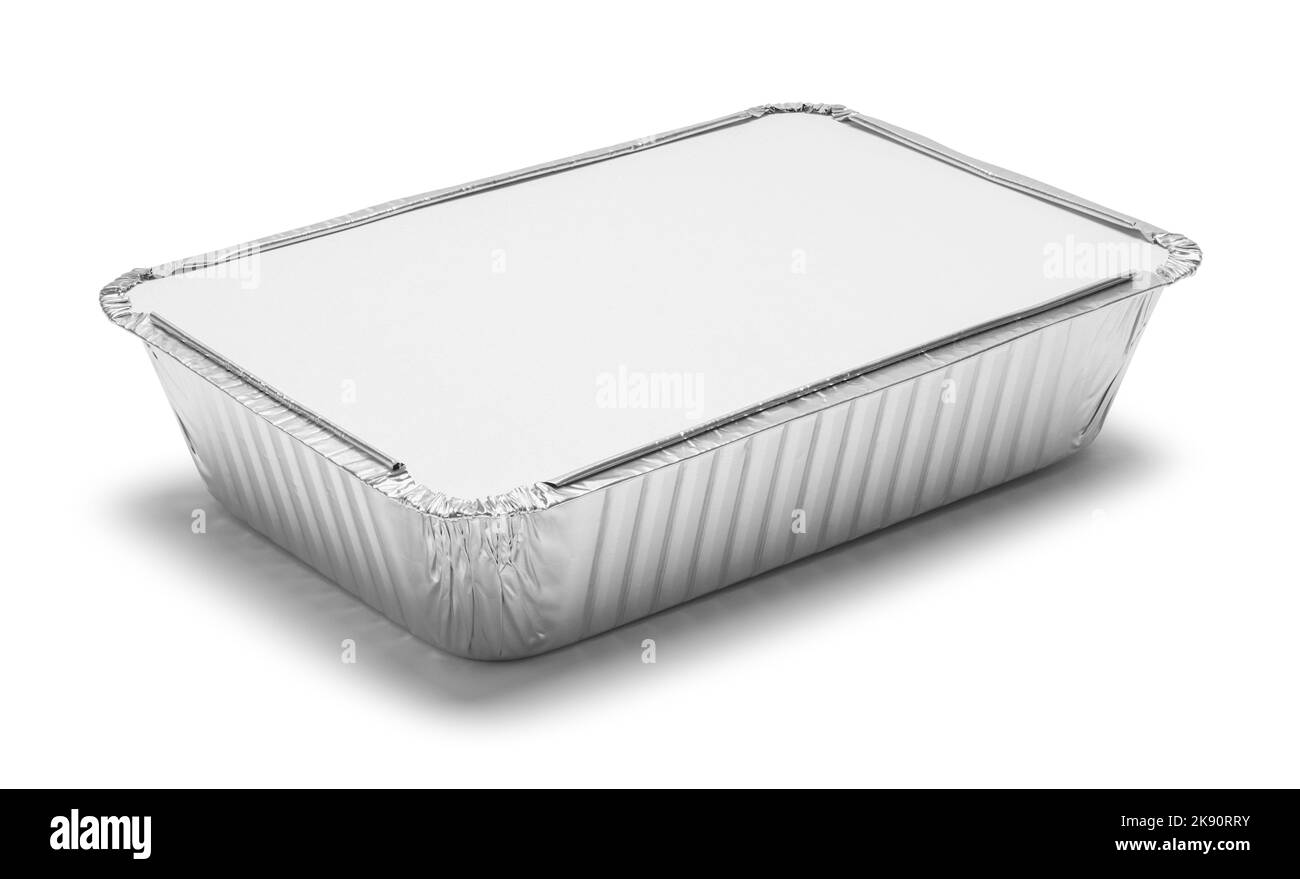 Tin Fast Food Contianer Cut Out on White. Stock Photo